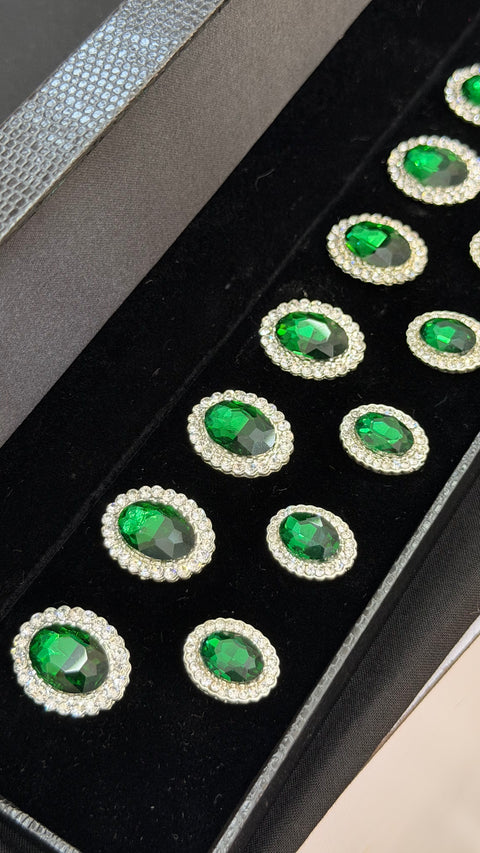 Emerald CZ Crest Sherwani/Jodhpuri Buttons