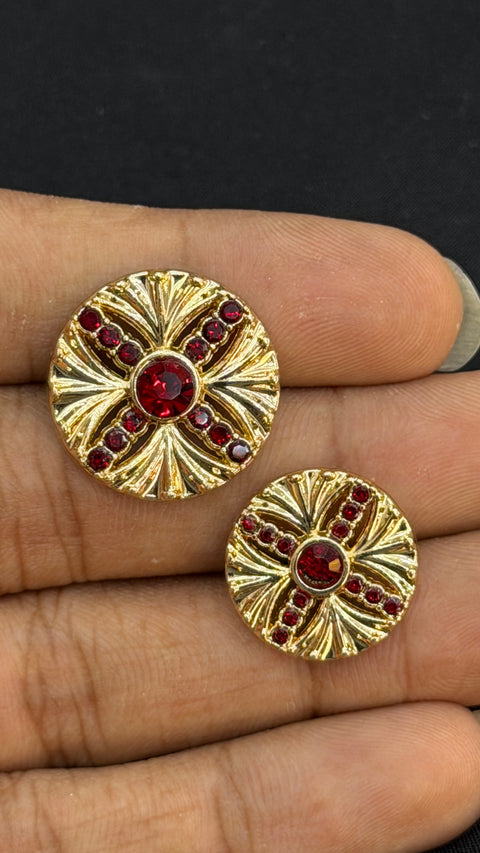 Red Royal Cross Sherwani/Jodhpuri Buttons
