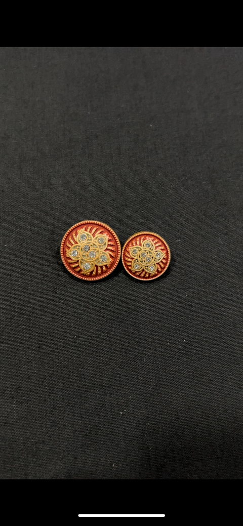 White-Stoned Red Meenakari Sherwani/Jodhpuri Metal Buttons