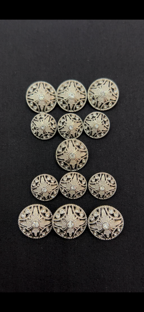 Engraved Silver Sherwani/Jodhpuri Metallic Buttons