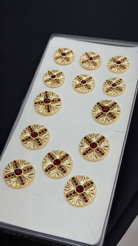 Red Royal Cross Sherwani/Jodhpuri Buttons