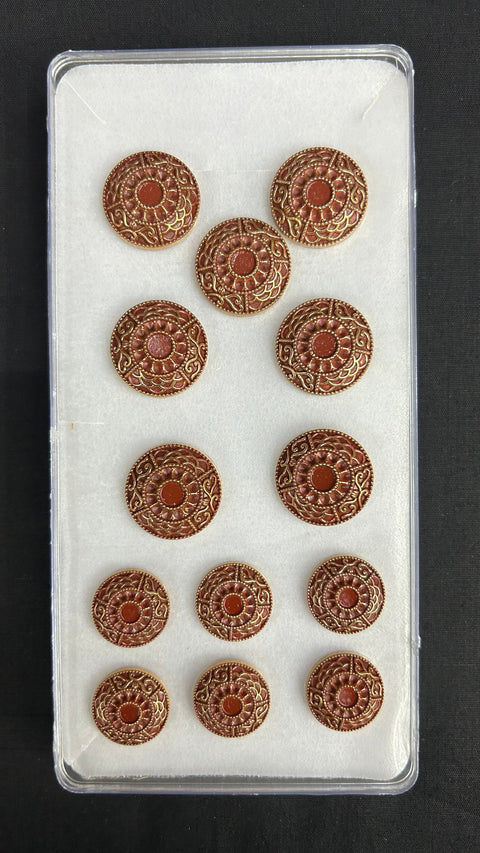 Matte Red Antique Sherwani/Jodhpuri  Metallic Buttons’s