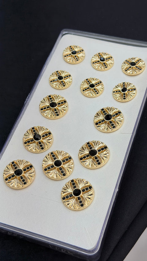 Black Royal Cross Sherwani/Jodhpuri Buttons
