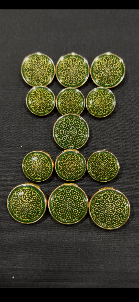 Emerald Green Meena Sherwani/Jodhpuri Metallic Buttons