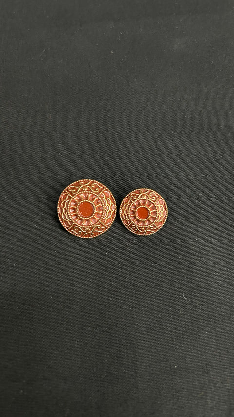 Matte Red Antique Sherwani/Jodhpuri  Metallic Buttons’s