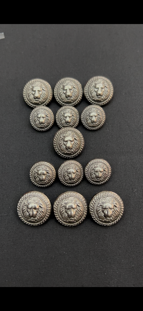 Gunmetal Lion Faced Sherwani / Jodhpuri Buttons