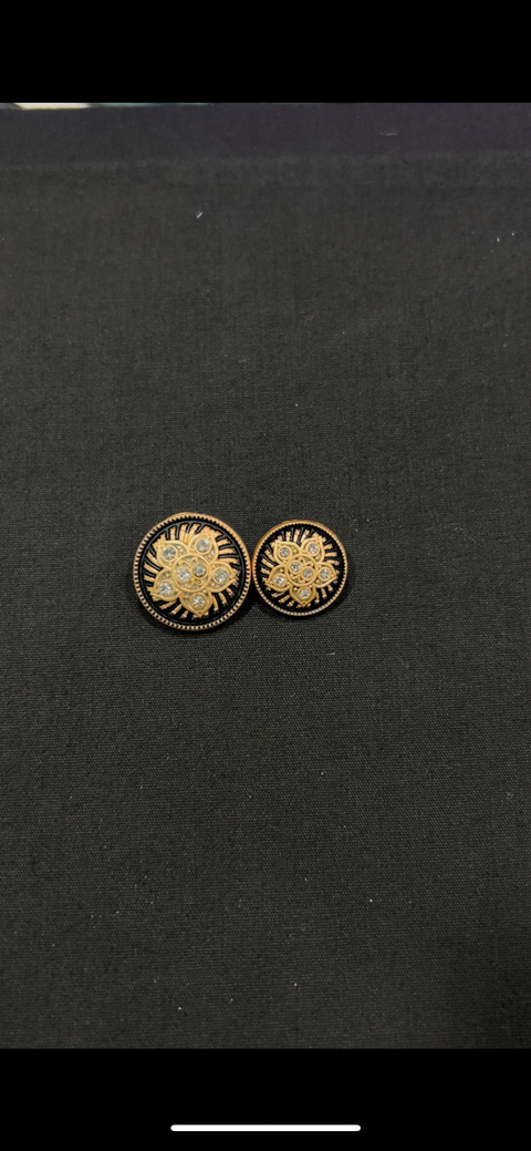 White-Stoned Black Meenakari Sherwani/Jodhpuri Metallic Buttons