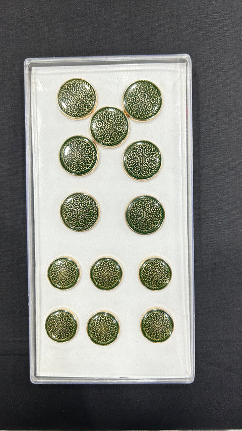 Emerald Green Meena Sherwani/Jodhpuri Metallic Buttons