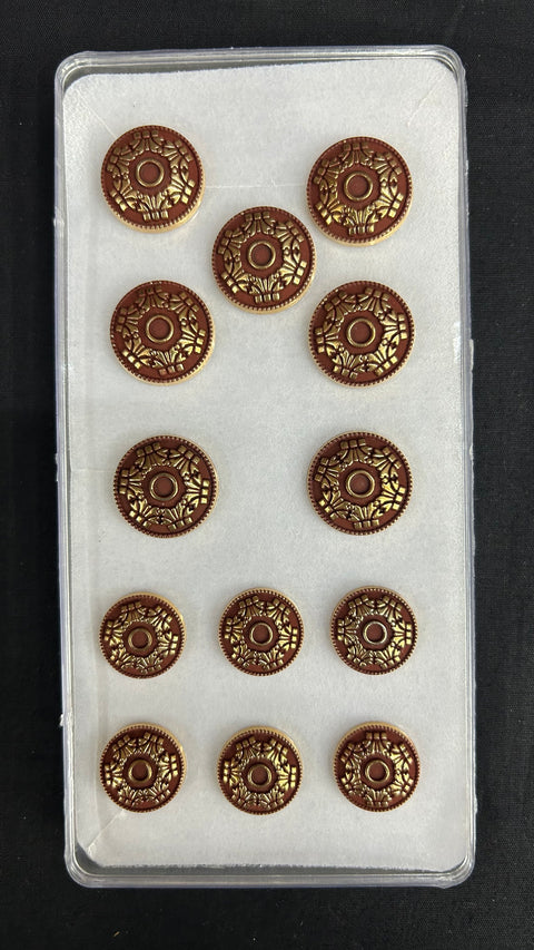 Matte Red Sherwani/Jodhpuri Metallic Buttons