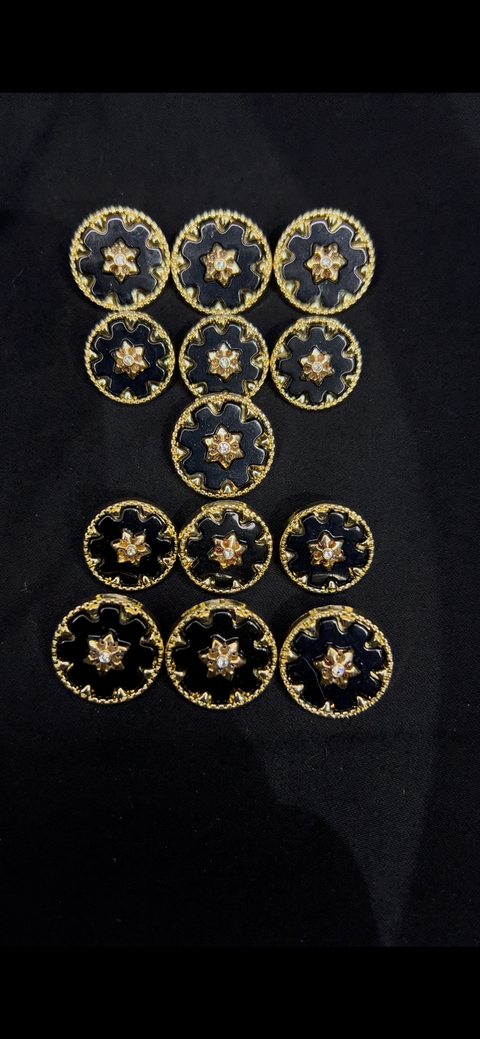 Ceramic Black Sherwani/Jodhpuri Buttons