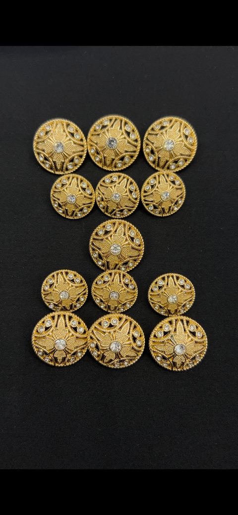 Engraved Gold Stone Buttons