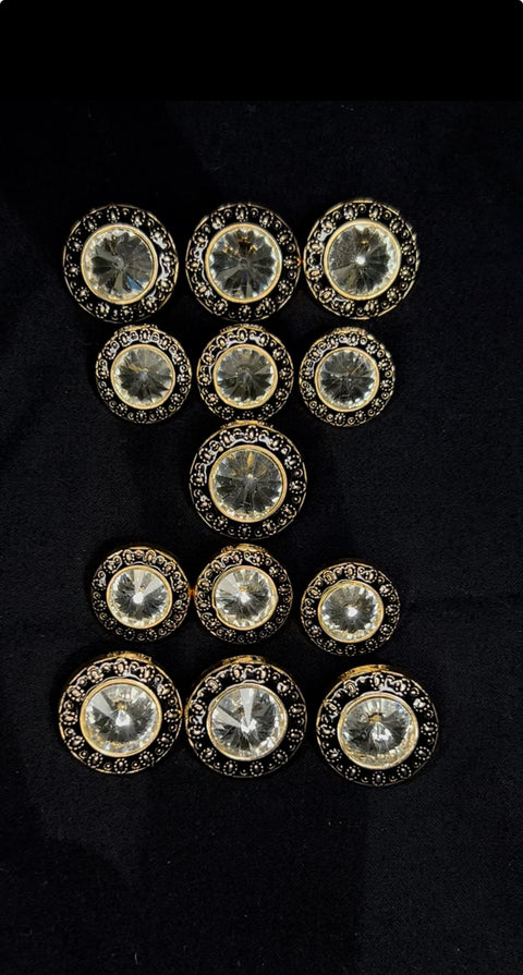 Antique Mirror White Stone Sherwani/Jodhpuri Buttons