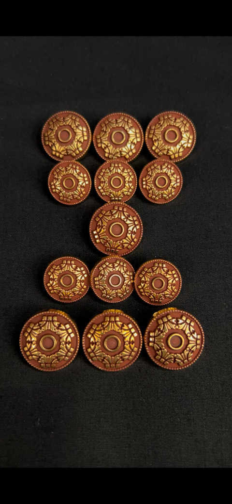 Matte Red Sherwani/Jodhpuri Metallic Buttons