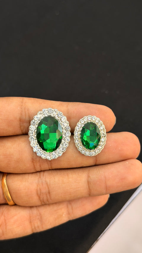 Emerald CZ Crest Sherwani/Jodhpuri Buttons