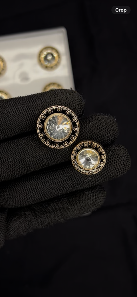 Antique Mirror White Stone Sherwani/Jodhpuri Buttons