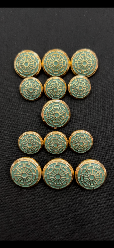 Artistic Teal Sherwani/Jodhpuri Metallic Buttons