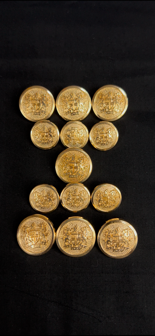British Era Golden Sherwani/Jodhpuri Metallic Buttons