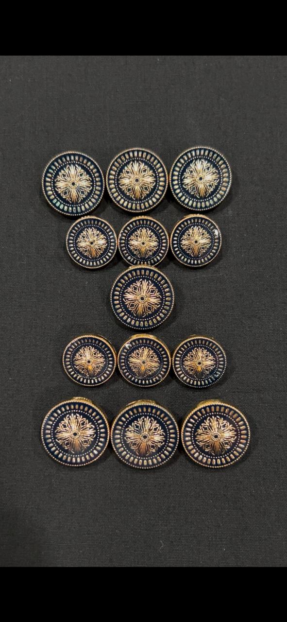 Sapphire Enamel Sherwani/Jodhpuri Metallic Buttons