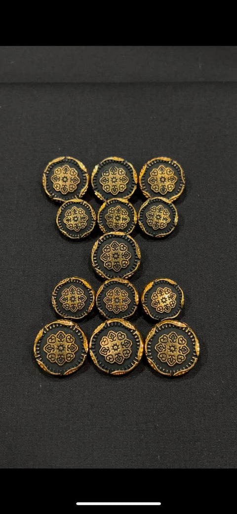 Black Antique Matte Sherwani/Jodhpuri Metal Button