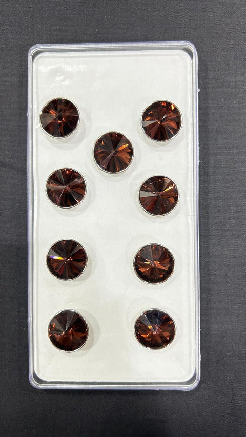 Stoned Brown Metallic Sherwani/Jodhpuri Button