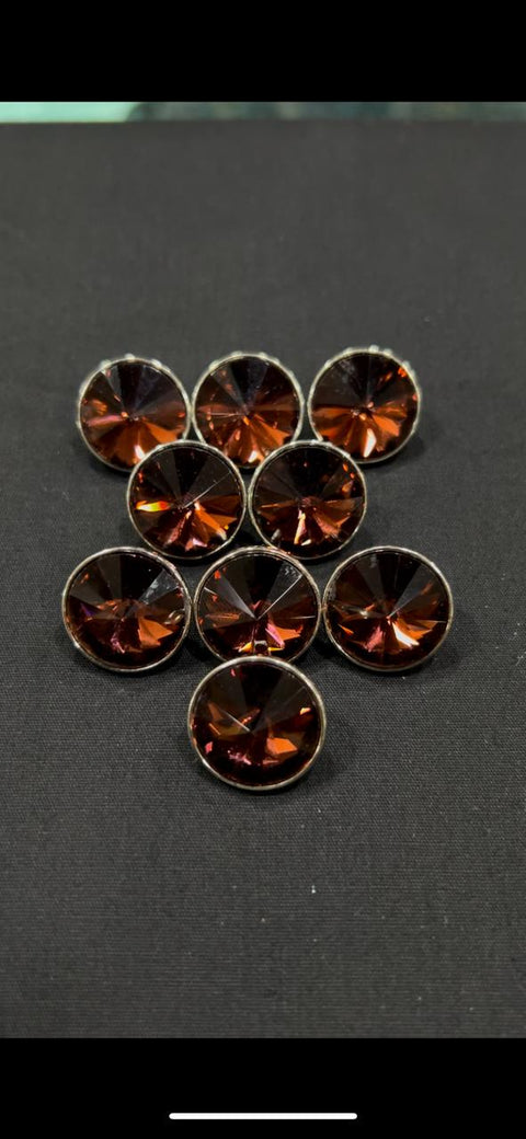 Stoned Brown Metallic Sherwani/Jodhpuri Button