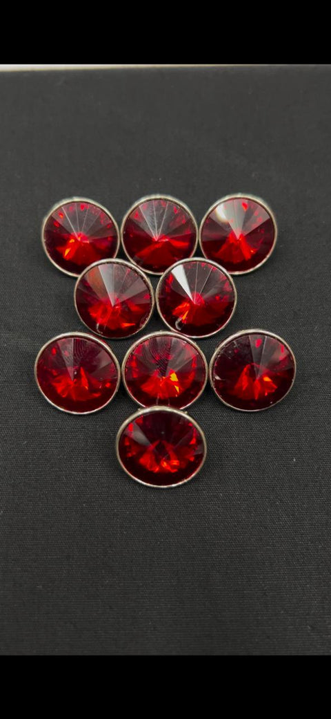 Stoned Red Metallic Sherwani/Jodhpuri Button