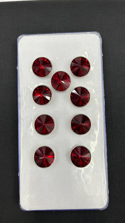 Stoned Red Metallic Sherwani/Jodhpuri Button