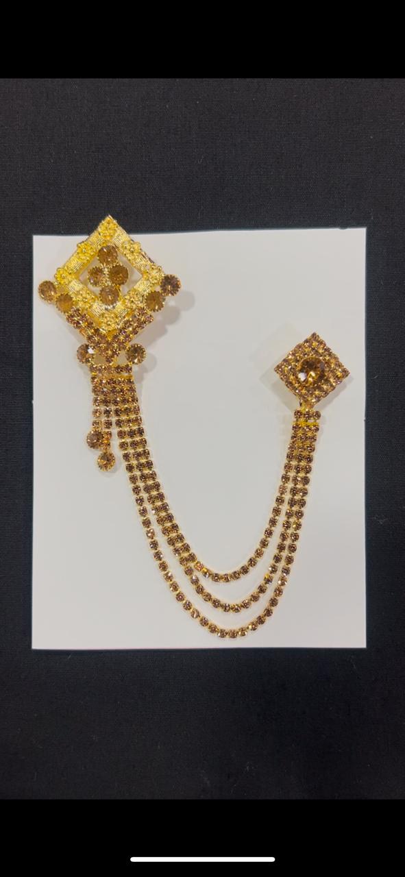 Stoned Gold Broch Sherwani/Jodhpuri