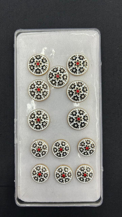 Meenakari white Sherwani/Jodhpuri Metal Button