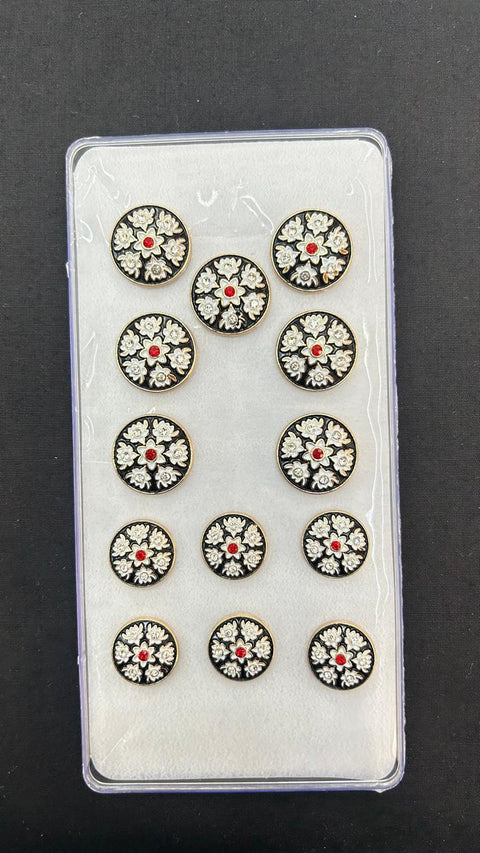 Meenakari Black Sherwani/Jodhpuri Metal Button