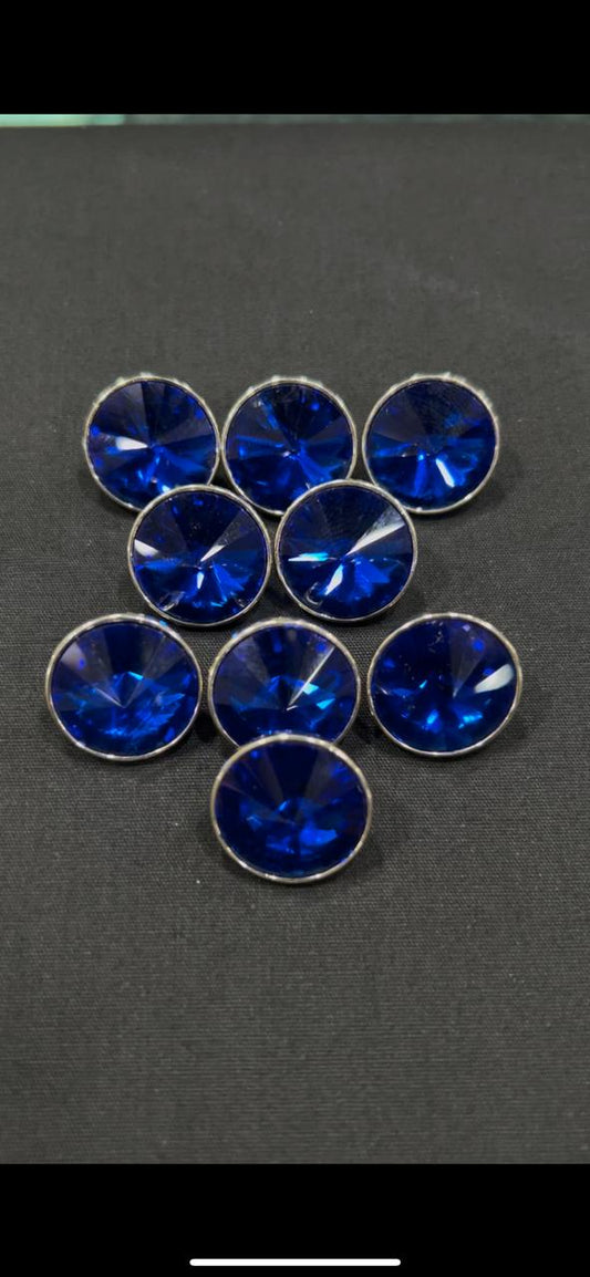 Stoned Royal Blue Metallic Sherwani/Jodhpuri Buttton