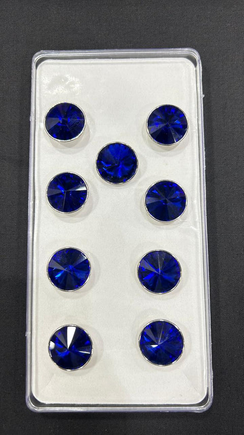 Stoned Royal Blue Metallic Sherwani/Jodhpuri Buttton