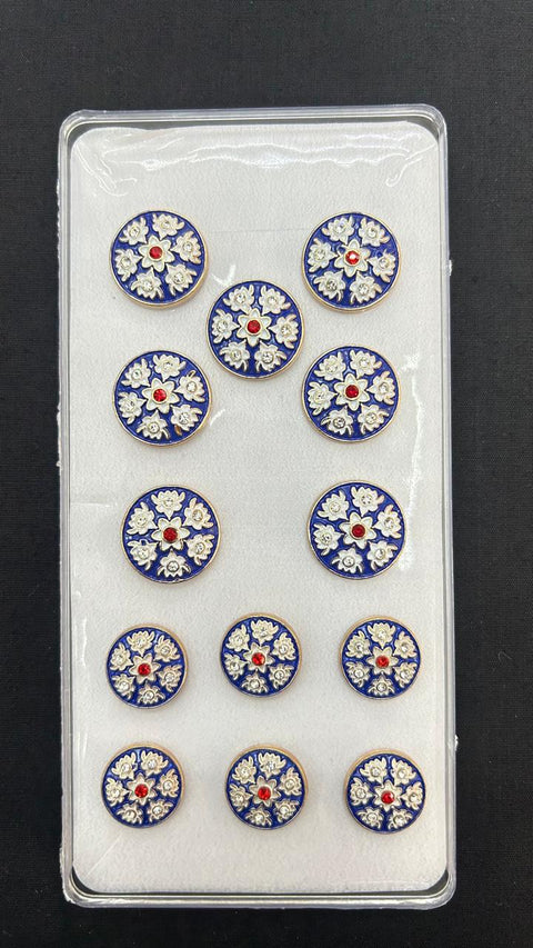 Meenakari Royal Blue Sherwani/Jodhpuri Metal Buttons